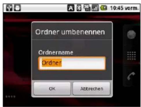 Ordner umbenennen Ordnername Ordner OK Abbrechen