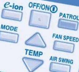 e-ion OFF/ON® PATROL MODE FAN SPEED TEMP AIR SWING