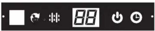 Digital display control panel with icons for battery, timer, and function buttons