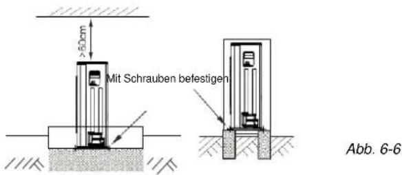 >50cm Mit Schrauben befestigen Abb. 6-6