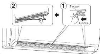 Diagram illustrating a stopper mechanism with labeled steps: adding a component to a ruler and adjusting the lock.