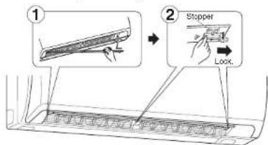 Diagram illustrating a cleaning step with labeled steps: first to remove a tool, second to stop a tool, and finally to lock.