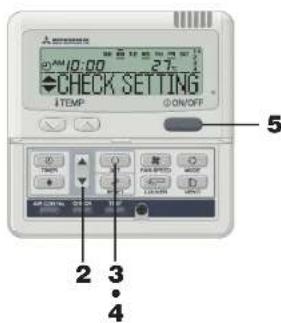 00AM 10:00 27- CHECK SETTING TEMP ON/OFF 5 2 3 4