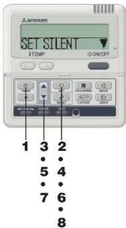 SET SILENT ITEMP ON/OFF 1 3 2 5 4 7 6 8