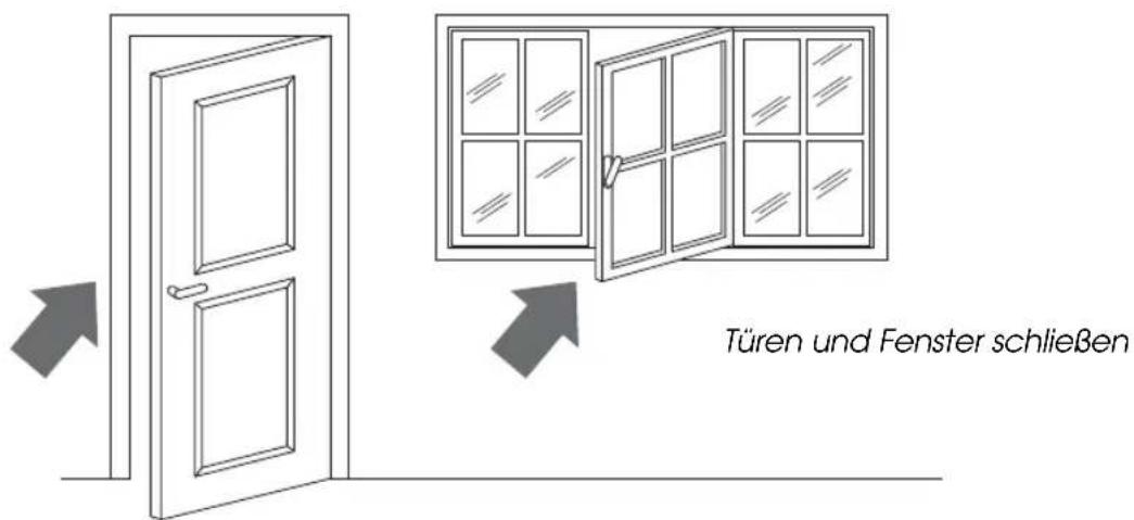 Türen und Fenster schließen