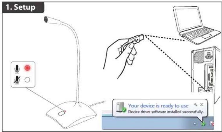 1. Setup Your device is ready to use Device driver software installed successfully.