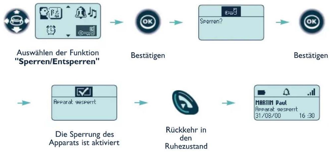 ALCATEL Mobile Reflexes - 17. Sperren des Handsets - 1