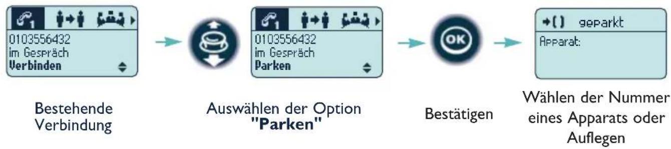 ALCATEL Mobile Reflexes - 17. Ablegen eines externen Gesprächspartners in Warteposition (Parken) - 1