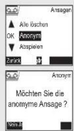 SAGEM D70V - Verwendung einer anonymen Standardansage - 2