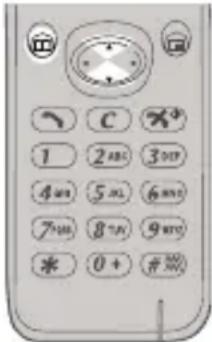 Image of a mobile phone keypad with function buttons and numeric keypad