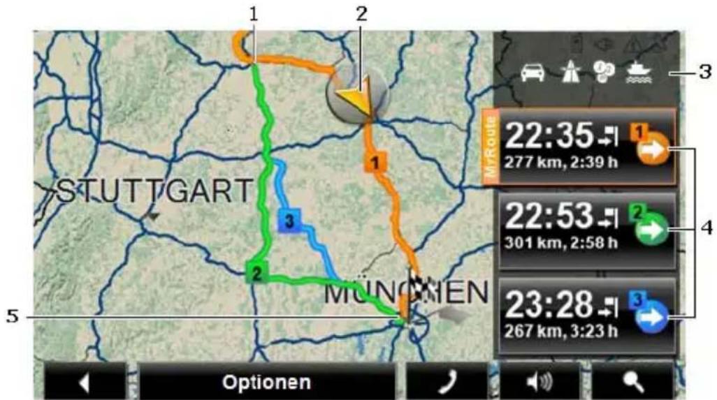 1 2 3 STUTTGART MÜNCHEN 5 Optionen 22:35 277 km, 2:39 h 22:53 301 km, 2:58 h 23:28 267 km, 3:23 h