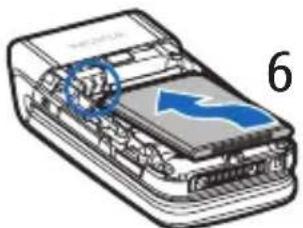 NOKIA 6136 - ■Instalar la tarjeta SIM y la batería - 2