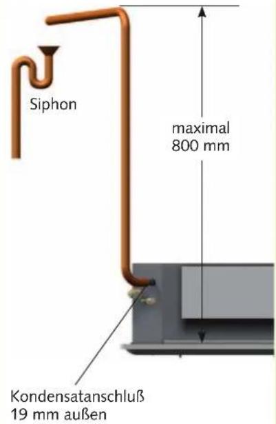 Siphon maximal 800 mm Kondensatanschluß 19 mm außen