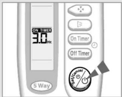 ON TIMER 3.0 Hr. 5 Way On Timer Off Timer SeCancel ②