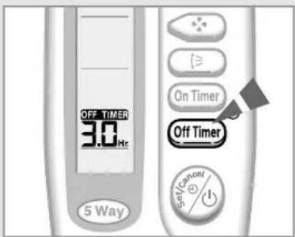 OFF TIMER 30.0 Hz 5 Way On Timer Off Timer SET Cancel +/-