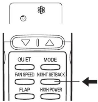 QUIET MODE FAN SPEED NIGHT SETBACK FLAP HIGH POWER