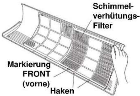 Schimmel-verhütungs- Filter Markierung FRONT (vorne) Haken