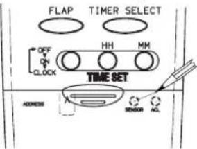 FLAP TIMER SELECT OFF ON CLOCK HH MM TIME SET ADDRESS SENSOR ACL