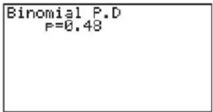 CASIO Algebra FX 1.0 Plus - Berechnungsergebnis-Ausgabebeispiel (n=2, p=0.4, x=List={0,1,2} bzw. x=1) - 2