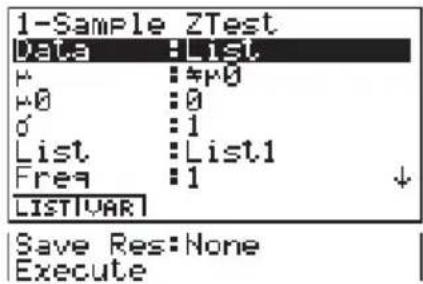 CASIO Algebra FX 1.0 Plus - •1-Stichproben Z-Test (1-Sample Z-Test) - 1
