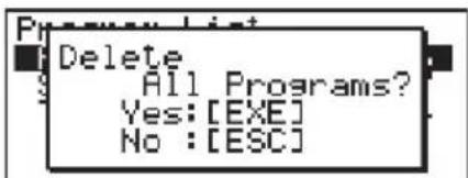 CASIO Algebra FX 1.0 Plus - - Löschen aller Programmdateien im aktuellen Bereich - 1