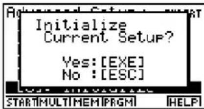 CASIO Algebra FX 1.0 Plus - - Zurücksetzen der SET UP-Parameter auf die Standardeinstellung (Initialisierung) - 1