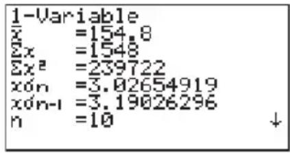 CASIO Algebra FX 1.0 Plus - ■Statistische Berechnungen mit einer eindimensionalen Stichprobe - 1