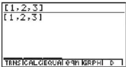 CASIO Algebra FX 1.0 Plus - ■Eingabe von Vektordaten (als Zeilenvektor) - 4