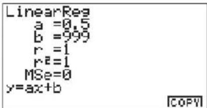 CASIO Algebra FX 1.0 Plus - - Regressionsformel-Kopierfunktion innerhalb der Regressionsrechnungs-Ergebnisanzeige - 1