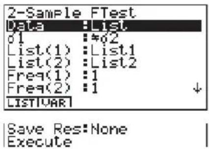 CASIO Algebra FX 1.0 Plus - ■2-Stichproben F-Test (2-Sample F-Test) zum Streuungsvergleich - 1