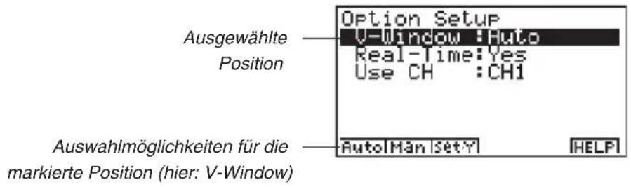 CASIO Algebra FX 1.0 Plus - - Veränderung der Einstellungen für die Datendarstellung - 1