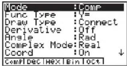 CASIO Algebra FX 1.0 Plus - - Ändern einer Voreinstellung für ein gewähltes Menü - 1