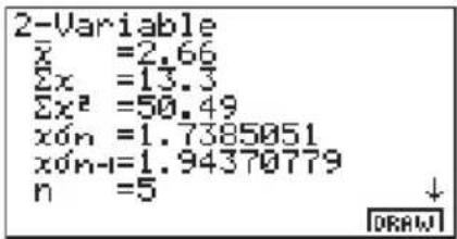 CASIO Algebra FX 1.0 Plus - ■Anzeige der Berechnungsergebnisse für eine statistische Grafik mit einer zweidimensionalen Stichprobenerhebung - 1