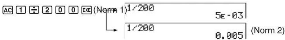 CASIO Algebra FX 1.0 Plus - •Einstellung auf Normal-Anzeige (Norm 1 oder Norm 2) - 1