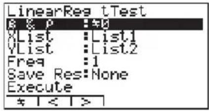 CASIO Algebra FX 1.0 Plus - - t -Test zur linearer Regression (LinearReg t -Test) (Korrelationsanalyse) - 1