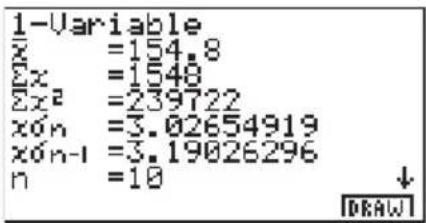 CASIO Algebra FX 1.0 Plus - ■Anzeige der Berechnungsergebnisse für eine statistische Grafik mit einer eindimensionalen Stichprobenerhebung - 1
