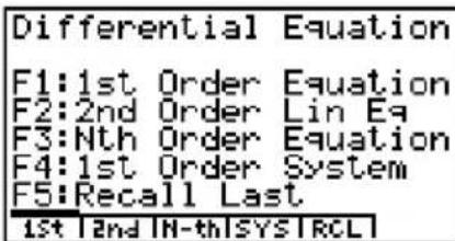 CASIO Algebra FX 1.0 Plus - Eingangsbildschirm des DIFF EQ - Menüs - 1