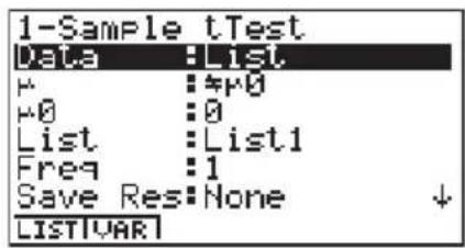CASIO Algebra FX 1.0 Plus - - Einfacher t -Test (1-Stichproben t -Test, 1-Sample t -Test) - 1