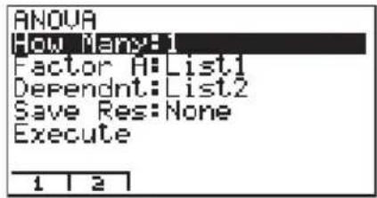 CASIO Algebra FX 1.0 Plus - ■ Varianzanalyse (ANOVA) - 1