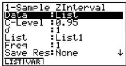 CASIO Algebra FX 1.0 Plus - • 1-Stichproben Z-Intervall (1-Sample Z-Interval) - 1