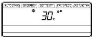 AUTO SWING OPERATION SET TEM* FAN SPEED SUBFUNCTION * 30℃