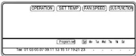 OPERATION SET TEMP FAN SPEED SUB FUNCTION Program set Time: 01 03 05 07 08 11 13 15 17 19 21 23