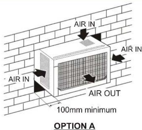 AIR IN AIR IN AIR OUT 100mm minimum OPTION A