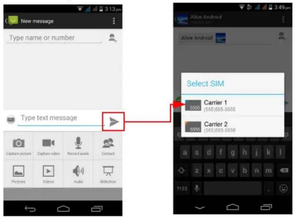 ACER Liquid Z500 Duo - Selecting which SIM to use when sending a text message - 1