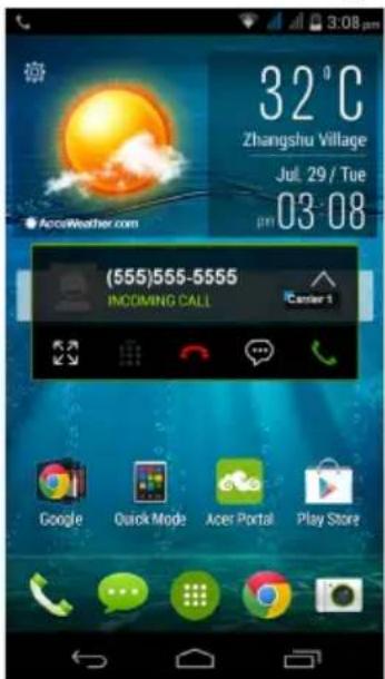 ACER Liquid Z500 Duo - Answering or declining a call - 1