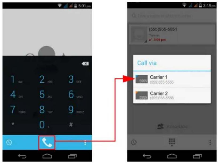 ACER Liquid Z500 Duo - Selecting which SIM to use when making a call - 1