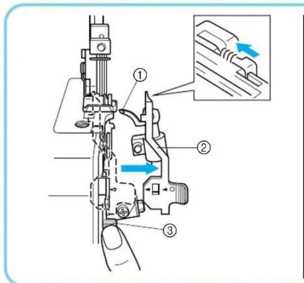 Technical diagram of a mechanical assembly with numbered components and directional arrows indicating motion or movement.
