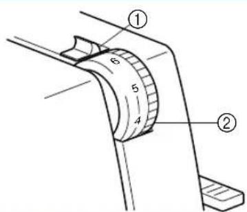 Technical diagram of a mechanical component with numbered parts and dimension annotations