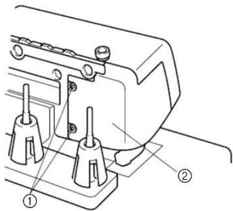 Technical diagram of a mechanical device with labeled parts ① and ②