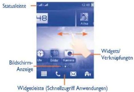 Statusleiste 48 Aissa Bildschirm- Anzeige Uhr Bilder Kamera Widgets/ Verknüpfungen Widgetleiste (Schnellzugriff Anwendungen)